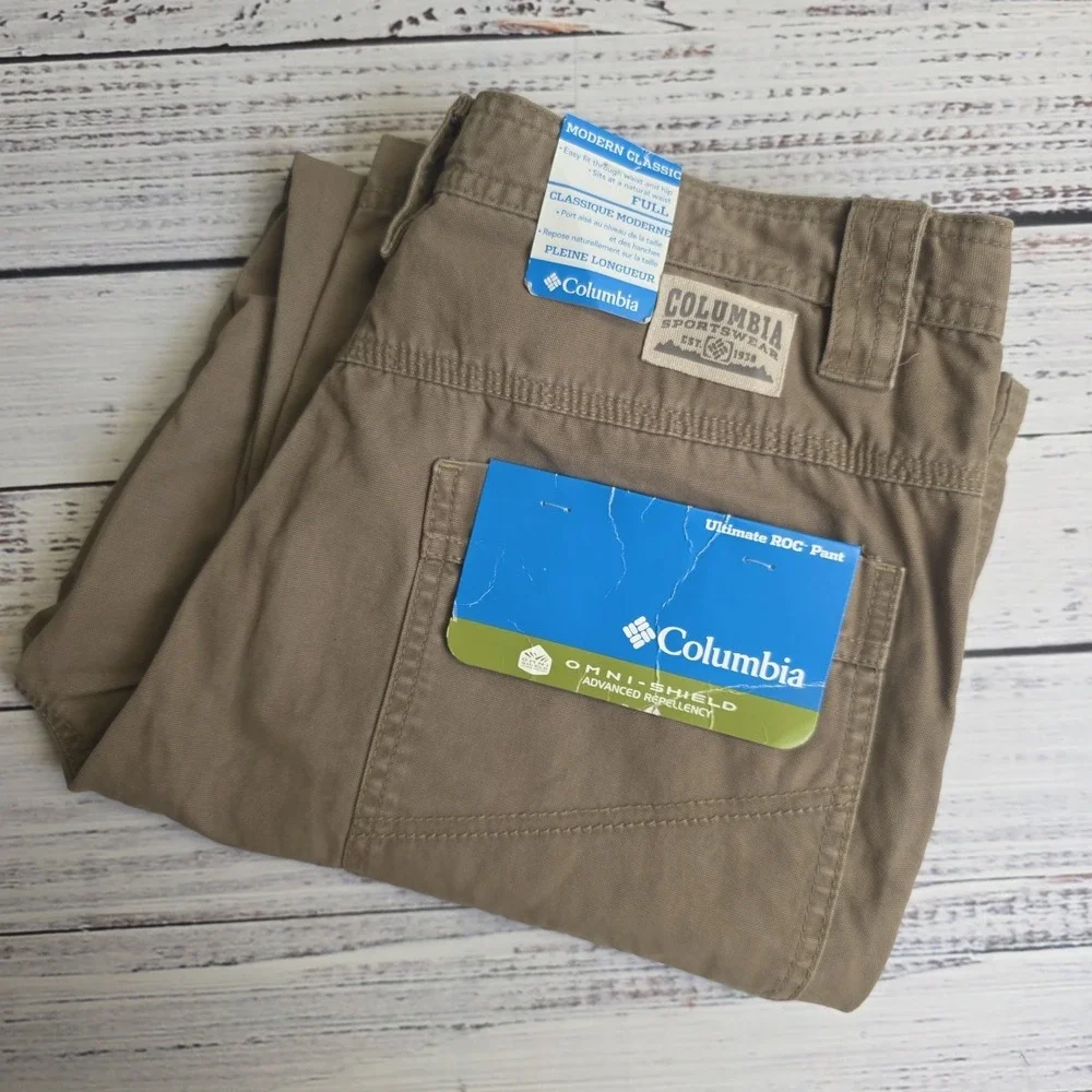 New Columbia Pant Men 33x30 Ultimate ROC Brown Chino‎ Khaki Outdoor Omni Shield